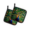 Peacock Pair of Pot Holders Kitchen Heat Resistant Pot Holders Sets Oven Hot Pads for Cooking Baking BBQ, 7 1/2 x 7 1/2
