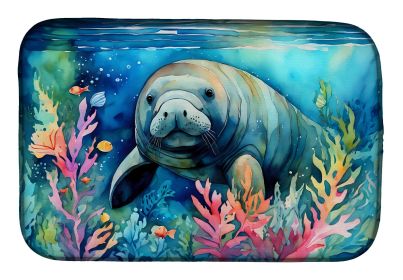 Manatee Dish Drying Mat Absorbent Dish Drying Mat Pad for Kitchen Counter Dish Drainer Mat for Countertop, 14 x 21", Multicolor