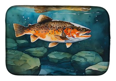 Brown Trout Dish Drying Mat Absorbent Dish Drying Mat Pad for Kitchen Counter Dish Drainer Mat for Countertop, 14 x 21", Multicolor