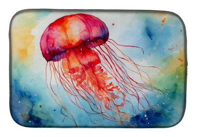 Jellyfish Dish Drying Mat Absorbent Dish Drying Mat Pad for Kitchen Counter Dish Drainer Mat for Countertop, 14 x 21", Multicolor
