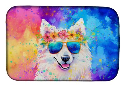 Samoyed Hippie Dawg Dish Drying Mat Absorbent Dish Drying Mat Pad for Kitchen Counter Dish Drainer Mat for Countertop, 14 x 21", Multicolor