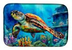 Loggerhead Sea Turtle Dish Drying Mat Absorbent Dish Drying Mat Pad for Kitchen Counter Dish Drainer Mat for Countertop, 14 x 21", Multicolor