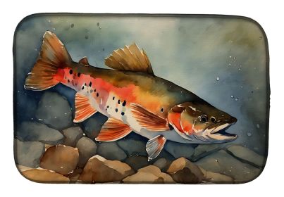 Brook Trout Dish Drying Mat Absorbent Dish Drying Mat Pad for Kitchen Counter Dish Drainer Mat for Countertop, 14 x 21", Multicolor