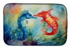 Seahorses Dish Drying Mat Absorbent Dish Drying Mat Pad for Kitchen Counter Dish Drainer Mat for Countertop, 14 x 21", Multicolor