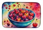 Colorful Cherries Dish Drying Mat Absorbent Dish Drying Mat Pad for Kitchen Counter Dish Drainer Mat for Countertop, 14 x 21", Multicolor