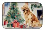 Golden Retriever Cozy Christmas Dish Drying Mat Absorbent Dish Drying Mat Pad for Kitchen Counter Dish Drainer Mat for Countertop, 14 x 21"