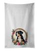 Entlebucher Mountain Dog and Flowers Kitchen Towel Set of 2 White Dish Towels Decorative Bathroom Hand towel for Hand, Face, Hair, Yoga, Tea