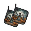 La Catrina Skeleton Spooky Halloween Pair of Pot Holders Kitchen Heat Resistant Pot Holders Sets Oven Hot Pads for Cooking Baking BBQ, 7 1/2 x 7 1/2