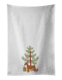 NEW Irish Terrier Christmas Tree Kitchen Towel Set of 2 White Dish Towels Decorative Bathroom Hand towel for Hand, Face, Hair, Yoga, Tea, Dishcloth