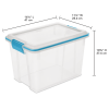5 Pack 20 Quart Clear Plastic Storage Container with Gasket Lid, Blue
