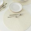 4-Pack Round Woven Polyester Table Placemats – Vanilla, 15" Diameter, Durable & Easy to Clean
