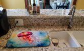 Jellyfish Dish Drying Mat Absorbent Dish Drying Mat Pad for Kitchen Counter Dish Drainer Mat for Countertop, 14 x 21", Multicolor