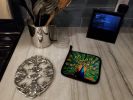 Peacock Pair of Pot Holders Kitchen Heat Resistant Pot Holders Sets Oven Hot Pads for Cooking Baking BBQ, 7 1/2 x 7 1/2