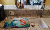 Seahorses Dish Drying Mat Absorbent Dish Drying Mat Pad for Kitchen Counter Dish Drainer Mat for Countertop, 14 x 21", Multicolor