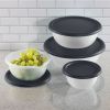 8 Piece Covered Bowl Set, Four Lidded Sizes, For Prep, Serve & Store, Dark Gray
