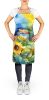 Sunflowers in Watercolor Apron Cooking Kitchen Server Baking Crafts Gardening for Adult Women Men, Unisex, Large, Multicolor