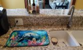 Manatee Dish Drying Mat Absorbent Dish Drying Mat Pad for Kitchen Counter Dish Drainer Mat for Countertop, 14 x 21", Multicolor