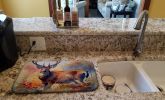 Deer Dish Drying Mat Absorbent Dish Drying Mat Pad for Kitchen Counter Dish Drainer Mat for Countertop, 14 x 21", Multicolor
