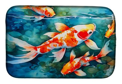 Koi Fish Dish Drying Mat Absorbent Dish Drying Mat Pad for Kitchen Counter Dish Drainer Mat for Countertop, 14 x 21", Multicolor (Default: Default)