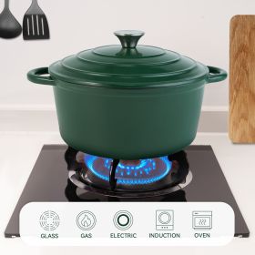 Cast iron Dutch POTS can be used for cooking, baking and refrigeration. (Color: Green)